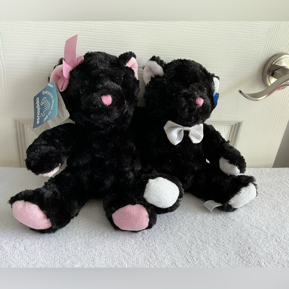 Black and White Stuffed Animal Cat Set - Picture 7 of 9